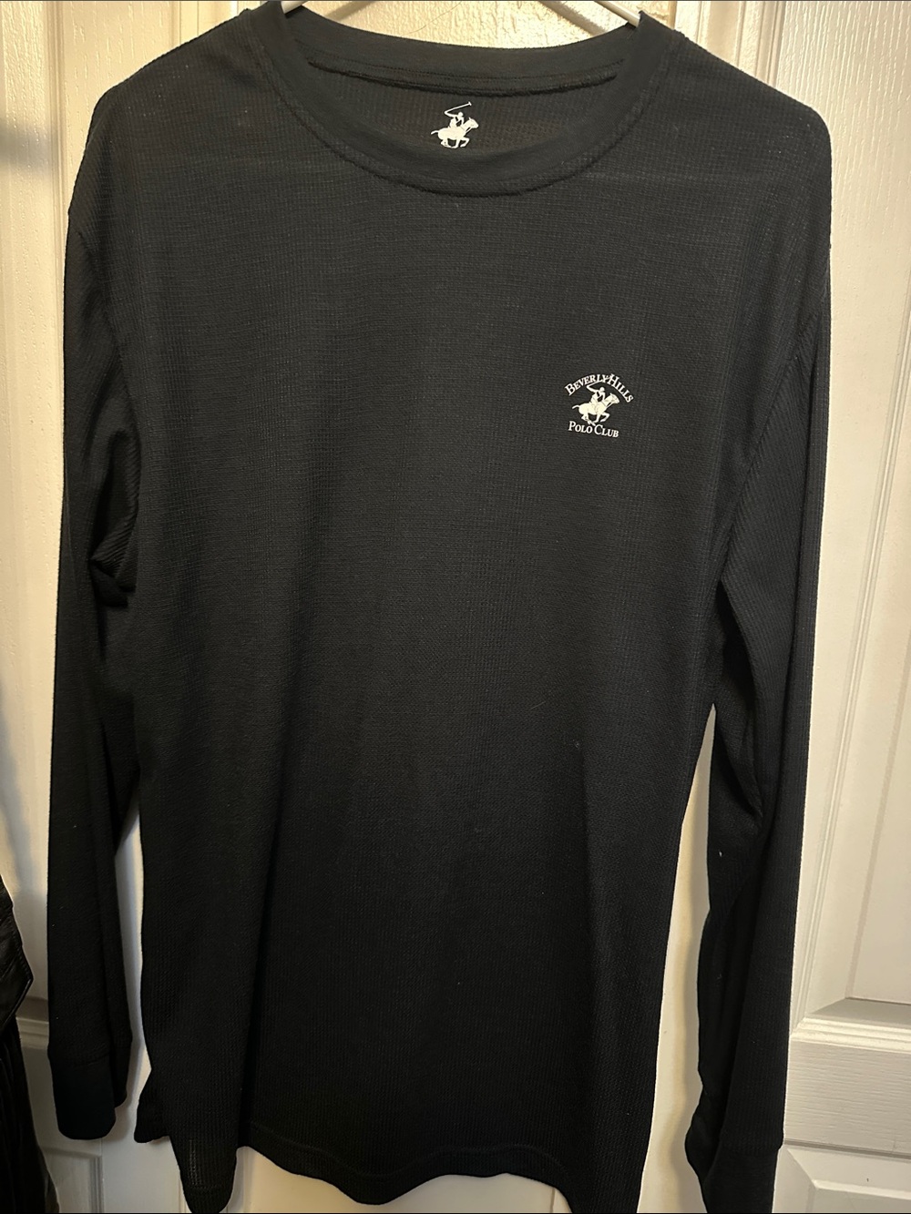 Beverly Hills Polo Club Black Long-Sleeve Waffle Thermal Shirt